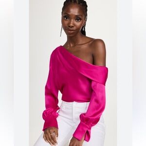 SIMKHAI
Alice One-Shoulder Draped Woven Top